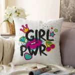 - Sonil-K-2085-Gorsel1 - Realhomes Dudak Dijital Baskılı Girl Power Raşel Kadife Yastık Kırlent Kılıfı Realhomes