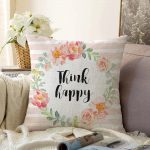 - Sonil-K-2086-Gorsel1 - Realhomes  Çiçek Motifli Think Happy Dijital Baskılı Raşel Kadife Yastık Kırlent Kılıfı Realhomes
