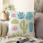 - Sonil-K-2089-Gorsel1 - Realhomes  Kaktüs Desenli Renkli Modern Raşel Kadife Yastık Kırlent Kılıfı Realhomes