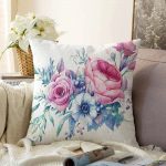 - Sonil-K-2093-Gorsel1 - Realhomes  Realhomes Özel Tasarım Çiçek Desenli Dijital Baskılı Raşel Kadife Kırlent Kılıfı Realhomes