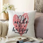 - Sonil-K-2100-Gorsel1 - Realhomes You Make Me Happy Kalp Yazılı Dijital Baskılı Dekoratif Raşel Kadife Yastık Kılıfı Realhomes