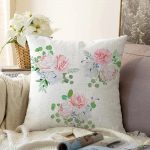 - Sonil-K-2112-Gorsel1 - Realhomes  Özel Tasarım Çiçek Temalı Dijital Baskılı Dekoratif Raşel Kadife Kırlent Kılıfı Realhomes