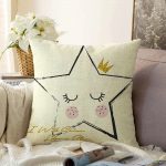 - Sonil-K-2116-Gorsel1 - Realhomes  Modern Yıldız Desenli Dijital Baskılı Dekoratif Raşel Kadife Yastık Kılıfı Realhomes