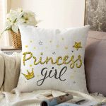 - Sonil-K-2118-Gorsel1 - Realhomes  Princess Girl Yazı Desenli Dijital Modern Raşel Kadife Yastık Kılıfı Realhomes