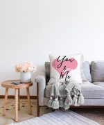 - Sonil-K-2130-Gorsel2 - Realhomes  You & Me Kalp Yazılı Dijital Baskılı Dekoratif Raşel Kadife Yastık Kırlent Kılıfı Realhomes