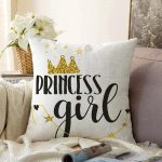 Princess Girl Yazılı Dijital Baskılı Dekoratif Raşel Kadife Yastık Kırlent Kılıfı Realhomes