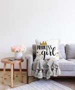 Princess Girl Yazılı Dijital Baskılı Dekoratif Raşel Kadife Yastık Kırlent Kılıfı Realhomes
