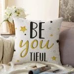 - Sonil-K-2136-Gorsel1 - Realhomes  Be Youtıful Yazı Desenli Dijital Baskılı Modern Raşel Kadife Yastık Kılıfı Realhomes