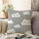 - Sonil-K-2140-Gorsel1 - Realhomes  Gri Zeminli Bulut Motifli Dijital Baskılı Dekoratif Raşel Kadife Kırlent Kılıfı Realhomes