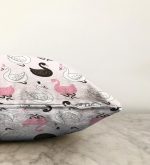 - Sonil-K-2146-Gorsel3 - Realhomes  Pembe Zeminli Kuğu Resimli Dijital Baskılı Raşel Kadife Kırlent Kılıfı Realhomes