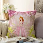 - Sonil-K-2147-Gorsel1 - Realhomes  Prenses Girl Desenli Dijital Baskılı Dekoratif Raşel Kadife Yastık Kılıfı Realhomes