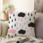 - Sonil-K-2149-Gorsel1 - Realhomes  Renkli Bulut Desenli Dijital Baskılı Dekoratif Raşel Kadife Kırlent Kılıfı Realhomes