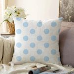 - Sonil-K-2161-Gorsel1 - Realhomes  Mavi Puantiyeli Dijital Baskılı Dekoratif Raşel Kadife Kırlent Kılıfı Realhomes