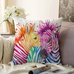 Zebra Desenli Dijital Baskılı Dekoratif Raşel Kadife Yastık Kırlent Kılıfı Realhomes