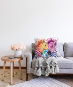 Zebra Desenli Dijital Baskılı Dekoratif Raşel Kadife Yastık Kırlent Kılıfı Realhomes