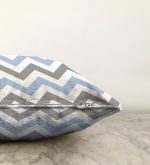 Gri Mavi Zigzag Desenli Dijital Baskılı Modern Raşel Kadife Kırlent Kılıfı Realhomes