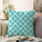 - Sonil-K-2189-Gorsel1 - Realhomes  Turkuaz Renkli Yonca Desenli Dijital Baskılı Raşel Kadife Yastık Kılıfı Realhomes