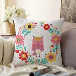 - Sonil-K-220-Gorsel1 - Realhomes  Baykuş Resimli Dijital Baskılı Dekoratif Raşel Kadife Yastık Kırlent Kılıfı Realhomes