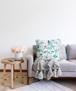 Mavi Yapraklar Özel Tasarım Modern Raşel Kadife Yastık Kırlent Kılıfı Realhomes