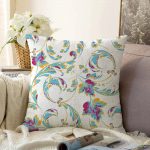 - Sonil-K-2211-Gorsel1 - Realhomes  Çini Desenli Dijital Baskılı Dekoratif Raşel Kadife Kırlent Kılıfı Realhomes