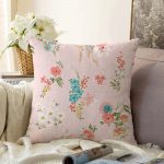 - Sonil-K-2222-Gorsel1 - Realhomes  Pembe Zeminli Çiçek Desenli Modern Raşel Kadife Yastık Kırlent Kılıfı Realhomes