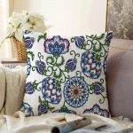 - Sonil-K-2224-Gorsel1 - Realhomes  Porselen Deseni Dijital Baskılı Dekoratif Kırlent Raşel Kadife Yastık Kılıfı Realhomes