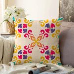 - Sonil-K-2227-Gorsel1 - Realhomes  Krem Zeminli Geometrik Dijital Baskılı Raşel Kadife Yastık Kırlent Kılıfı Realhomes