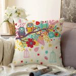 - Sonil-K-223-Gorsel1 - Realhomes  Baykuş Desenli Dijital Baskılı Dekoratif Raşel Kadife Yastık Kırlent Kılıfı Realhomes