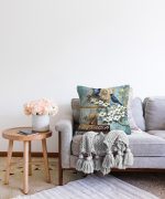 - Sonil-K-224-Gorsel2 - Realhomes  Mavi Kuş Desen Dijital Baskılı Dekoratif Raşel Kadife Yastık Kırlent Kılıfı Realhomes