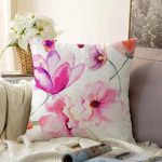 - Sonil-K-2243-Gorsel1 - Realhomes  Beyaz Zeminli Çiçek Temalı Dijital Baskılı Modern Raşel Kadife Kırlent Kılıfı Realhomes