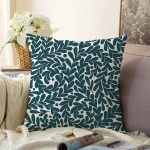 - Sonil-K-2258-Gorsel1 - Realhomes Yeşil Yaprak Motifli Dijital Baskılı Modern Raşel Kadife Yastık Kılıfı Realhomes