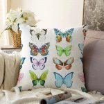 - Sonil-K-2265-Gorsel1 - Realhomes Renkli Kelebek Resimli Dijital Baskılı Modern Raşel Kadife Yastık Kılıfı Realhomes
