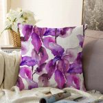 Sulu Boya Yaprak Temalı Dijital Baskılı Modern Raşel Kadife Kırlent Kılıfı Realhomes