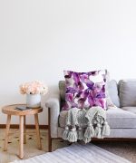 Sulu Boya Yaprak Temalı Dijital Baskılı Modern Raşel Kadife Kırlent Kılıfı Realhomes