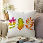 - Sonil-K-2277-Gorsel1 - Realhomes Modern Renkli Yaprak Desenli Dijital Baskılı Raşel Kadife Kırlent Kılıfı Realhomes