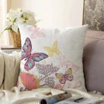- Sonil-K-2282-Gorsel1 - Realhomes  Özel Tasarım Renkli Kelebek Desenli Dijital Baskılı Raşel Kadife Yastık Kılıfı Realhomes