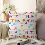 - Sonil-K-2283-Gorsel1 - Realhomes  Renkli Kuş Temalı Dijital Baskılı Dekoratif Raşel Kadife Yastık Kırlent Kılıfı Realhomes