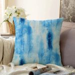 - Sonil-K-2292-Gorsel1 - Realhomes  Mavi Renkli Ebru Desenli Dijital Baskılı Modern Raşel Kadife Yastık Kılıfı Realhomes