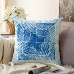 - Sonil-K-2300-Gorsel1 - Realhomes  Mavi Kareli Resimli Dijital Baskılı Modern Raşel Kadife Kırlent Kılıfı Realhomes