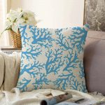 - Sonil-K-2301-Gorsel1 - Realhomes  Mavi Yosun Desenli Dijital Baskılı Dekoratif Raşel Kadife Kırlent Kılıfı Realhomes