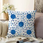 - Sonil-K-2304-Gorsel1 - Realhomes  Mavi Yuvarlak Desenli Dijital Baskılı Modern Raşel Kadife Yastık Kılıfı Realhomes