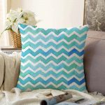 - Sonil-K-2315-Gorsel1 - Realhomes  Sulu Boyalı Zigzag Desenli Dijital Baskılı Raşel Kadife Kırlent Kılıfı Realhomes