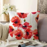 - Sonil-K-2323-Gorsel1 - Realhomes  Kırmızı Çiçekli Dijital Baskılı Dekoratif Raşel Kadife Kırlent Kılıfı Realhomes