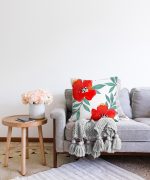 - Sonil-K-2324-Gorsel2 - Realhomes  Beyaz Zeminli Çiçek Desenli Dijital Baskılı Raşel Kadife Yastık Kılıfı Realhomes