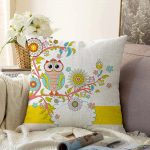 - Sonil-K-233-Gorsel1 - Realhomes  Baykuş Desen Dijital Baskılı Dekoratif Raşel Kadife Yastık Kırlent Kılıfı Realhomes
