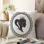 - Sonil-K-2334-Gorsel1 - Realhomes  Siyah Beyaz Bayan Resimli Dijital Raşel Kadife Yastık Kırlent Kılıfı Realhomes