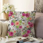 - Sonil-K-2339-Gorsel1 - Realhomes  Leopar Gül Motifli Dekoratif Raşel Kadife Yastık Kırlent Kılıfı Realhomes