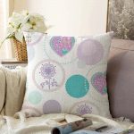 - Sonil-K-2342-Gorsel1 - Realhomes  Pastel Rengarenk Yuvarlak Çiçekler Dijital Baskılı Raşel Kadife Yastık Kırlent Kılıfı Realhomes