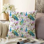 - Sonil-K-2344-Gorsel1 - Realhomes  Tavuzkuşu ve Çiçek Motifli Dekoratif Raşel Kadife Yastık Kırlent Kılıfı Realhomes