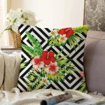 - Sonil-K-2345-Gorsel1 - Realhomes  Geometrik Zeminde Çiçek Desenli Raşel Kadife Yastık Kırlent Kılıfı Realhomes